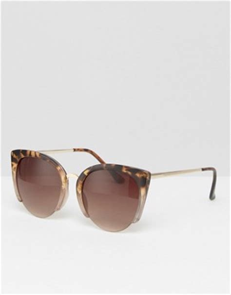 asos cat eye sunglasses with cutaway frame and tort mix|ASOS Cat Eye Sunglasses In Metal Cut Away Frame .